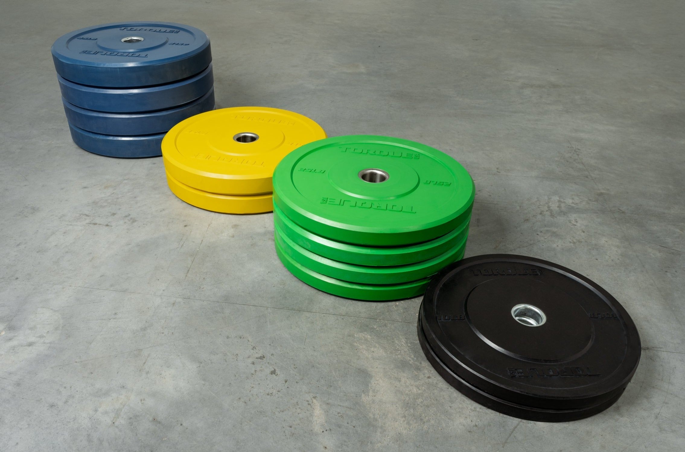 Colored Bumper Plate Set – 370lb – MT3 Fitness